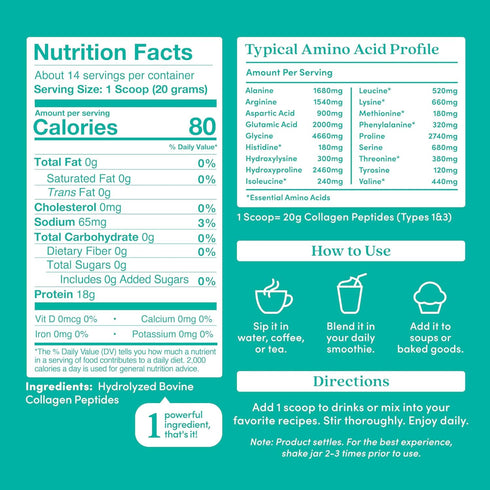 Further Food Unflavored Collagen Peptides Powder, Grass-Fed Pasture-Raised Hydrolyzed Type 1 & 3 Protein, Gut Health + Joint, Hair, Skin, Nails, Paleo Keto Sugar-Free 9.88 oz