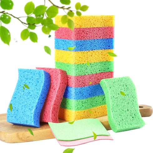 METUUTER 12-Count Kitchen Sponges | Compressed Cellulose Non-Scratch Natural Sponge for Kitchen, Bathroom, Cars | Funny