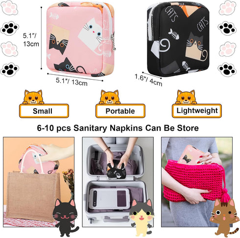 Likesing Period Bag Pouch, Canvas Sanitary Napkin Storage Bag for Girls Womens, Portable Sanitary Napkin Period Pad