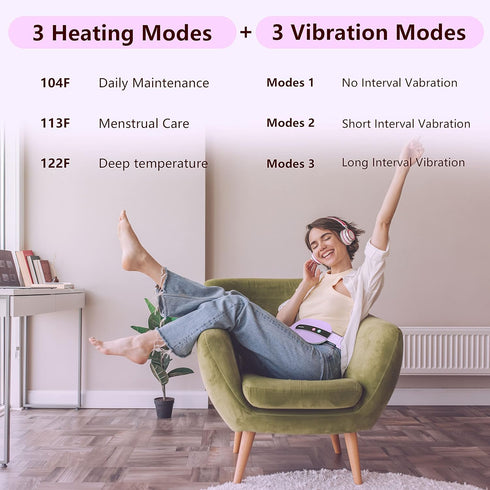 voligo 3 Portable Cordless Heating Pad, Electric Waist Belt Device, Heating Pad for Back Pain with Modes, Portable