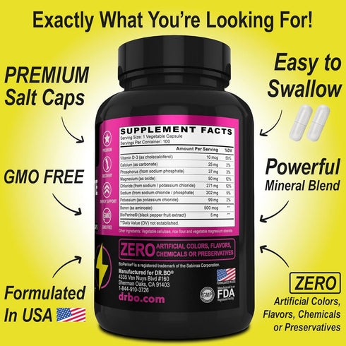 Electrolyte Pills Supplement, Salt Tablets with Potassium, Magnesium, Sodium, Chloride, Calcium for Hydration