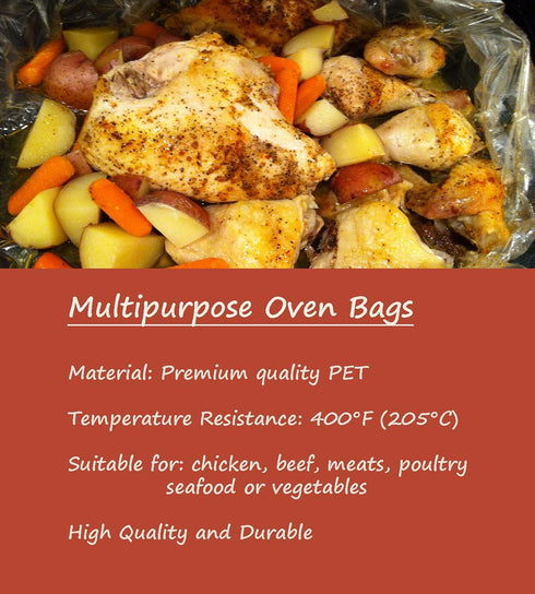 LURULURU 30Oven (30, Roasting Bags for Oven with Ties for Roasting Chicken, Meat & Fish Multi Purpose Food Safe Oven