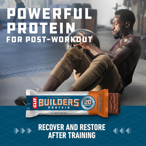 Pack 20g 2.4 oz. (10 Count) CLIF BUILDERS Protein Bars - Chocolate Peanut Butter and Vanilla Almond Flavor - Variety