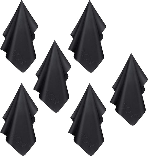 Premium Microfiber Cleaning Cloth, 12x12 in, Extra Soft Lint Free Cloths for Eyeglasses & Glass (6 Large, Black)