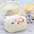 PAZIMIIK Cotton Makeup Bag for Women, Large Quilted Travel Cosmetic Case, Floral White Make Up Organizer for Girls
