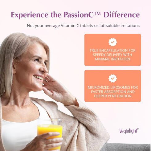 PassionC Liquid Liposomal Vitamin C 1000mg, Improved Formula for Superior Absorption, Great Pineapple Taste - 30