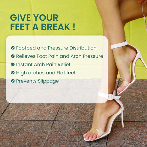 Welnove Arch Support Inserts for Plantar Fasciitis - Self Adhesive Gel Arch Supports for Flat Feet and Foot Pain Relief