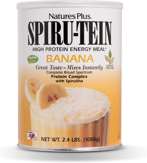 SPIRU-TEIN Shake - NaturesPlus Banana Flavor, 2.4 lbs, Plant Based Meal Replacement, 32 Servings