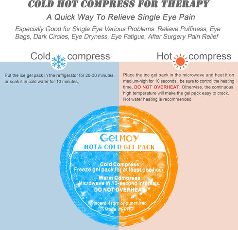Ice Eye Patches for Puffy Eyes, Cooling Medical Eye Patch Pad Gel Pack Cover Eyepatch Cold Hot Therapy Eye Bags Dark Circles After Surgery Adult Kid (4 PCS)