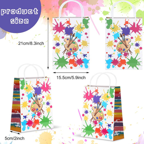 Art Party Bags - 16 Pieces Paint Art Party Treat Bags for Sip and Paint Party Decorations (Bright Style)