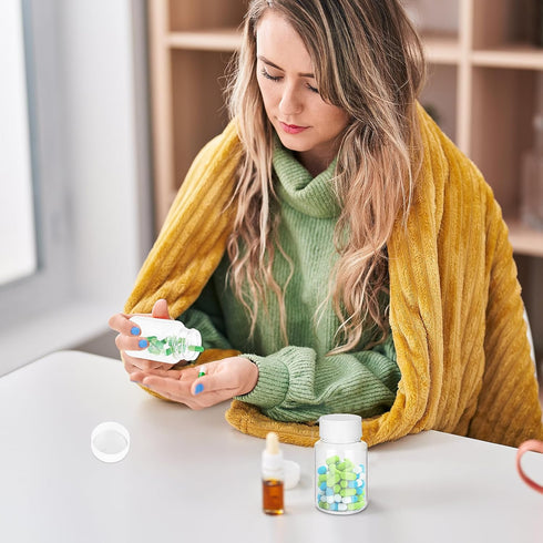 4Pcs Clear Pill Bottles, 80ml Empty Plastic Medicine Bottles with Caps, Small Travel Pill Case for Liquid Solid Powder