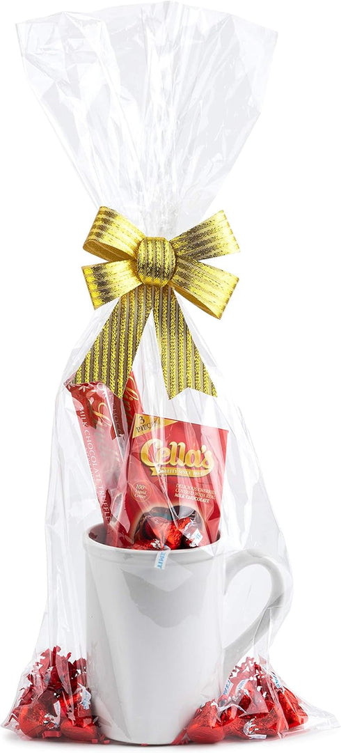 Purple Q Crafts Cellophane Bags for Baskets, 9” X 20”, 10 PACK for Wine Bottles and Gifts, 1.2 Mil Thick