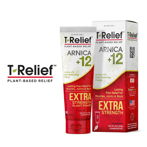 MediNatura T-Relief Extra Strength Gel, Arnica +12 Natural Relieving Actives for Back Pain, 3 oz.