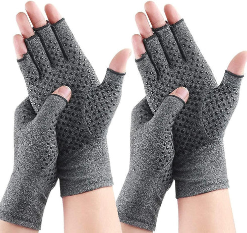 2 Pairs Arthritis Compression Gloves, Provide Support Warmth for Carpal Tunnel, Fingerless Compression Gloves