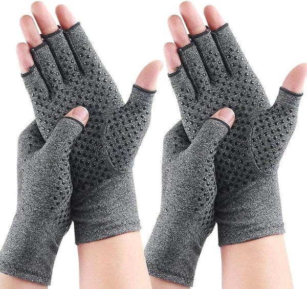 2 Pairs Arthritis Compression Gloves, Provide Support Warmth for Carpal Tunnel, Fingerless Compression Gloves