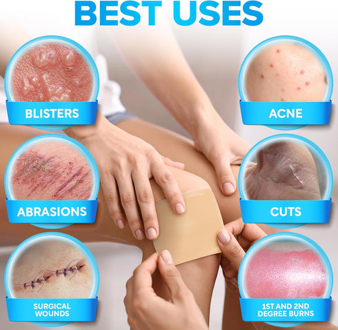 JJ CARE Hydrocolloid Dressing 4x4, Pack of 10, Self-Adhesive Thin Hydrocolloid Wound Dressing