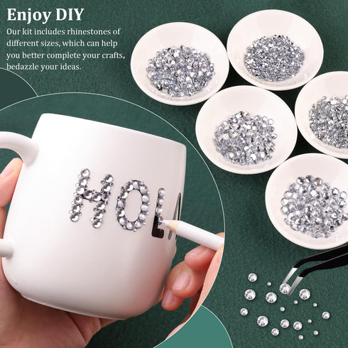 Resin Rhinestones for Crafting with B7000 Jewelry Glue, 2 Boxes Clear FlatBack Crystals with 3Pcs Glue