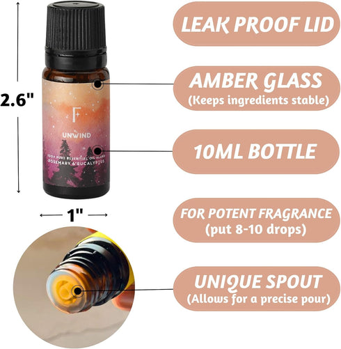 Folkulture Sleep Essential Oils Set for Diffusers, Pack of 3 Pure Oil Scents - Vanilla, Rosemary, Eucalyptus, Lavender