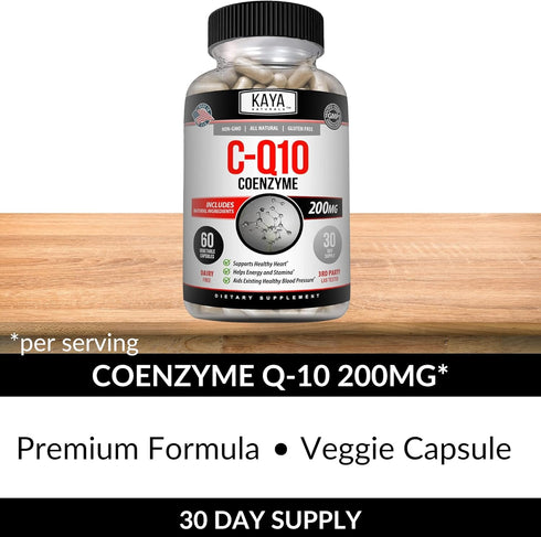 Kaya Naturals CoQ10 Power Antioxidant Supplement - 60 Veggie Capsules for Heart Health & Immune Function