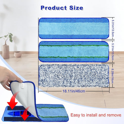 6 Pack Microfiber Cleaning Replacement Pad for Bona Mop, Washable Reusable for Hardwood Floor, 2 Deep Cleaning + 2