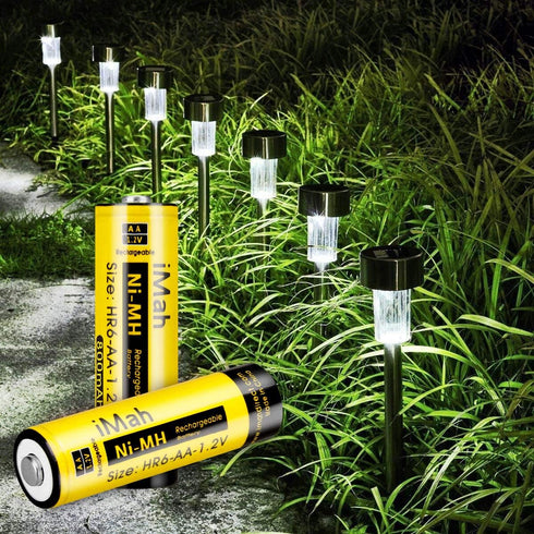iMah 800mAh 1.2V Pack 8 Ni-MH AA Rechargeable Battery for Solar Lights