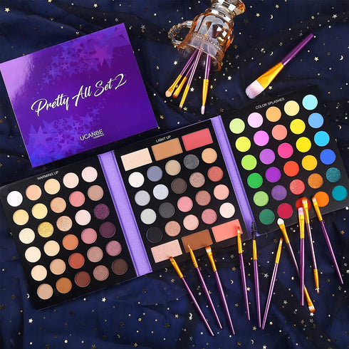 UCANBE 86 Colors Nude Eyeshadow Palette with 15pcs Makeup Brushes Set, Waterproof Colorful Eye Shadow