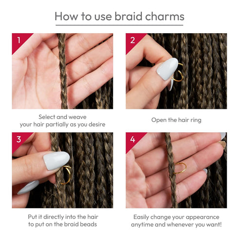 RED by KISS Hair Jewelry for Women, Complete DIY Kit of Hair Charms Beads Cuffs for Decoration