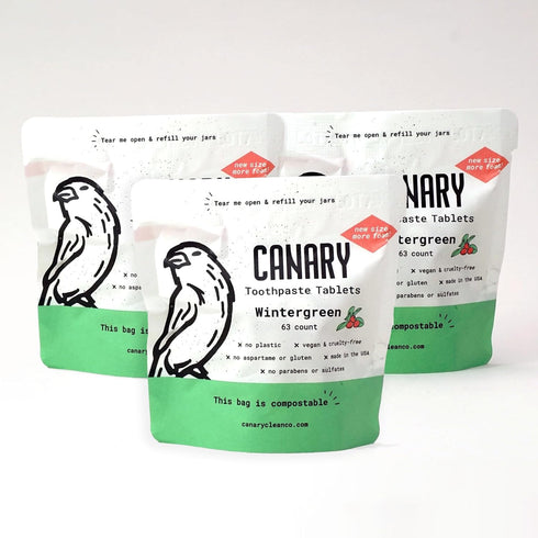 Wintergreen Canary Toothpaste Tablets - Chewable Nano-Hydroxyapatite Teeth Cleaning, No Fluoride, 189 Count