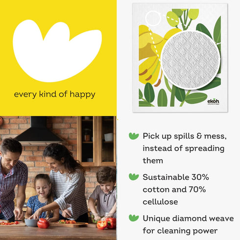 EKOH Swedish Dishcloths for The Kitchen, 12 Pack Biodegradable Cleaning Cloths, Paper Towel Alternative (Scandi
