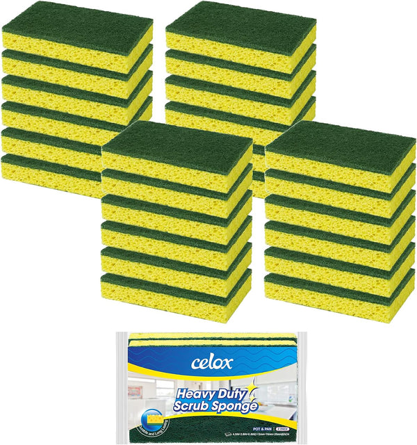 CELOX 24 Pack Dish Sponge for Kitchen, Heavy Duty Dual Sided Non-Scratch Sponges for Dishwashing and Household Cleaning