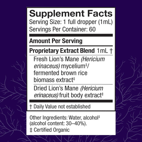 Immune 2 oz (60 Host Defense Mushrooms Lion's Mane Extract - Lion's Mane Liquid Supplement for Brain Health - Mushroom