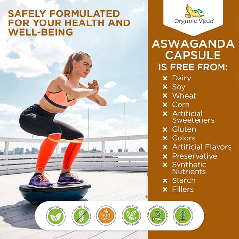 Organic Veda Ashwagandha Supplements, 1500mg, 120 Veggie Capsules with Black Pepper Extract