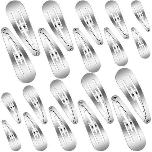 WILLBOND 40 Piece Barrettes, Women Snap Hair Clips, Large Metal Snap Nonslip Accessories, Silver