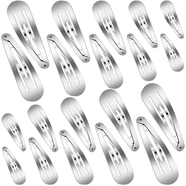 WILLBOND 40 Piece Barrettes, Women Snap Hair Clips, Large Metal Snap Nonslip Accessories, Silver