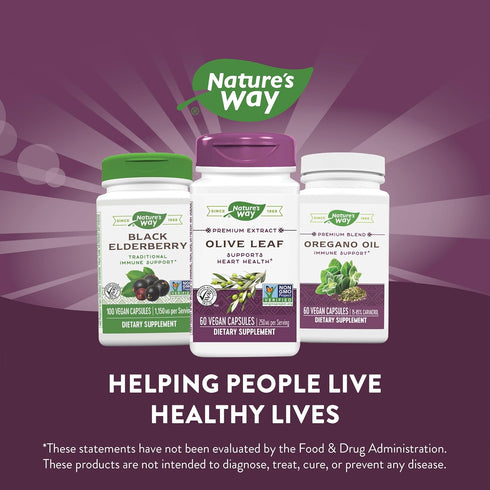 Nature's Way Premium Extract Olive Leaf Supplement, 250mg Per Serving, 60 Capsules