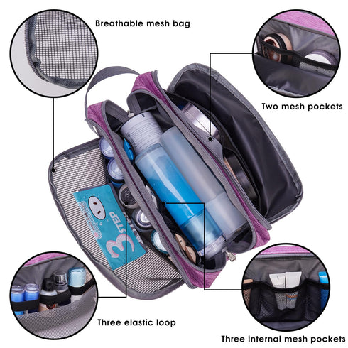 Water Resistant Toiletry Bag for Men/Women, Hanging Dopp Kit, Small Shaving Bag for Traveling (purple)