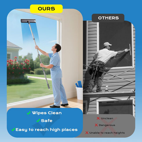 TidyTale 3 Window Squeegee for Home, Window Cleaner Tool with Extension Pole, Squeegee for Window Cleaning