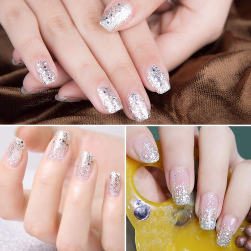Vishine Gelpolish Long-lasting Gel Nail Polish, Shiny Color Soak Off UV LED, Glitter Silver (1853)