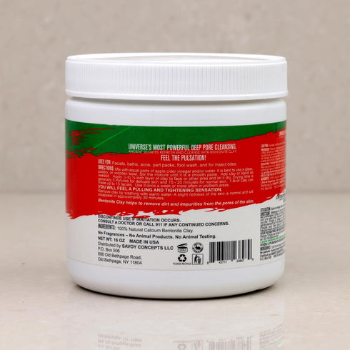 Powerful Deep Pore Cleansing Calcium Bentonite Clay - 1 lb - Natural Face Mask Peel for Men and Women - USA Made Full Facial Skin Care - Spa Level Skin Cleanser Beauty Products