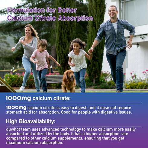 Calcium Citrate Gummies, Chewable 1000mg for Bone, Muscle & Immune Support, Blueberry Flavor, 120 Chews