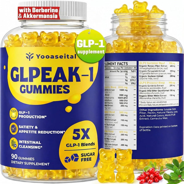 Yooaseital GLP-1, GLP-1 Supplement for Women & Men, Natural GLP 1 Gummies with
