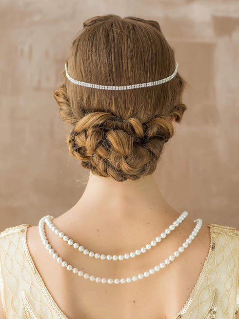SWEETV 1920s Headband for Women, Silver Rhinestone Flapper Headpiece for Great Gatsby Party