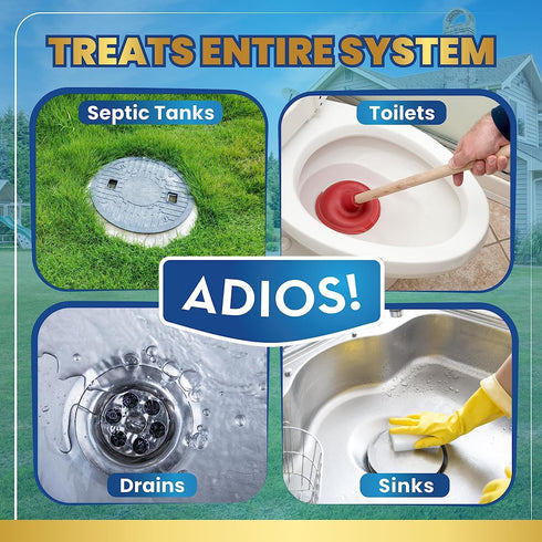 Enzyme Septic Tank Treatment, Natural Drain Safe Cleaner for Septics, Pipes and Drain Fields, Quart (32 oz)
