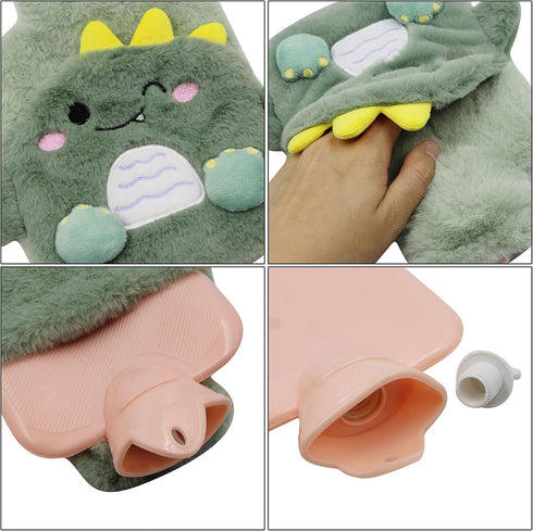 MOSSTYUS 400 ML MOSSTYYUS Hot Water Bottle Rubber Hand Warmer Bed Bottle with Plush Cover Leakproof PVC Hot Water Bag