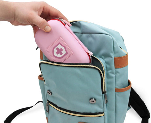 CASEMATIX Pink Insulated Travel Bag Case for Asthma Inhaler, Compatible with Chamber Inhaler Spacer, Masks, and More -