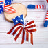 Whaline 4th of July Glitter Cheer Hair Bows - 8 Inch Patriotic Hair Accessories with Elastic Ponytail Holder, 4Pcs