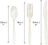 MATANA 150 pc Gold Plastic Silverware Set with Gold Glitter - 50 Forks, 50 Spoons & 50 Knives, Heavy Duty Clear Plastic Cutlery Set Utensils for Wedding Receptions, Parties, Picnics, Events by MATANA