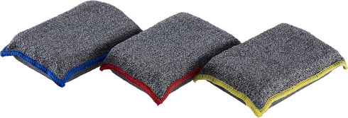 Miracle Microfiber Sponges, Heavy Duty Non-Scratch Scrubber for Dishes and Countertops, Machine Washable, 3 Pack-Grey