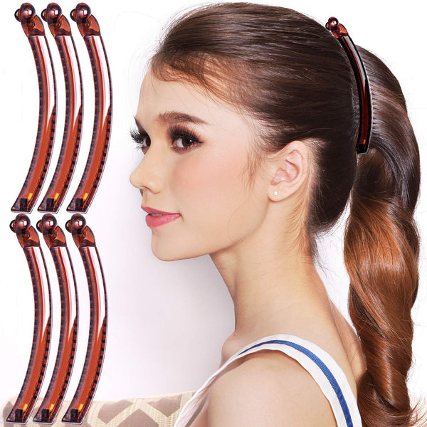 RC ROCHE ORNAMENT 6 Pcs Banana Hair Clip - Thin Hair Fine Ponytail Maker, No Slip Small Hair Claw Clips, Secure Grip