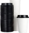 White 12 Oz Paper Coffee Cups with Recyclable Dome Lids, 100 Pk. BPA Free Disposable Drink Cup Set for Hot Tea and